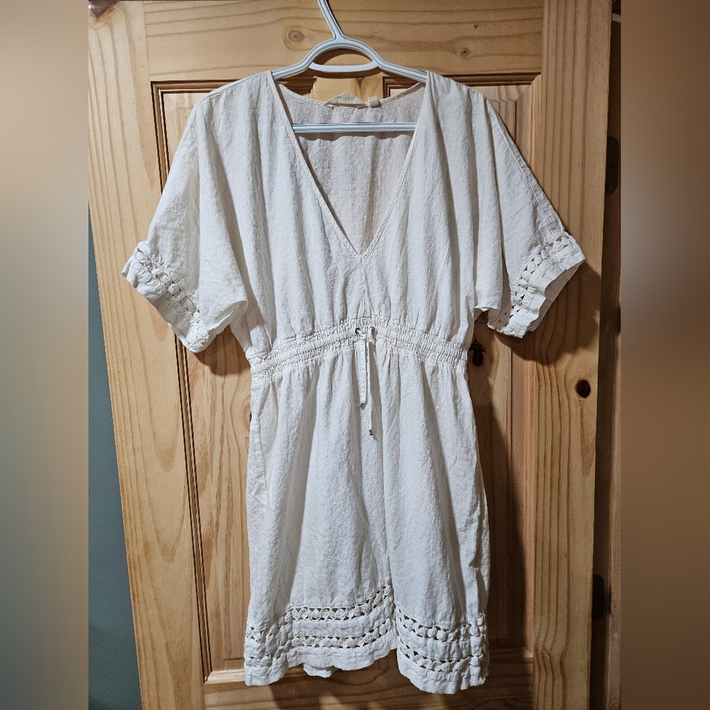 Athleta Ivory V-Neck Swim Cover Up